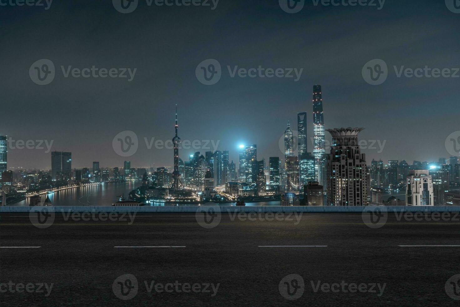 Asphalt road and urban building of Shanghai, driveway and road. photo