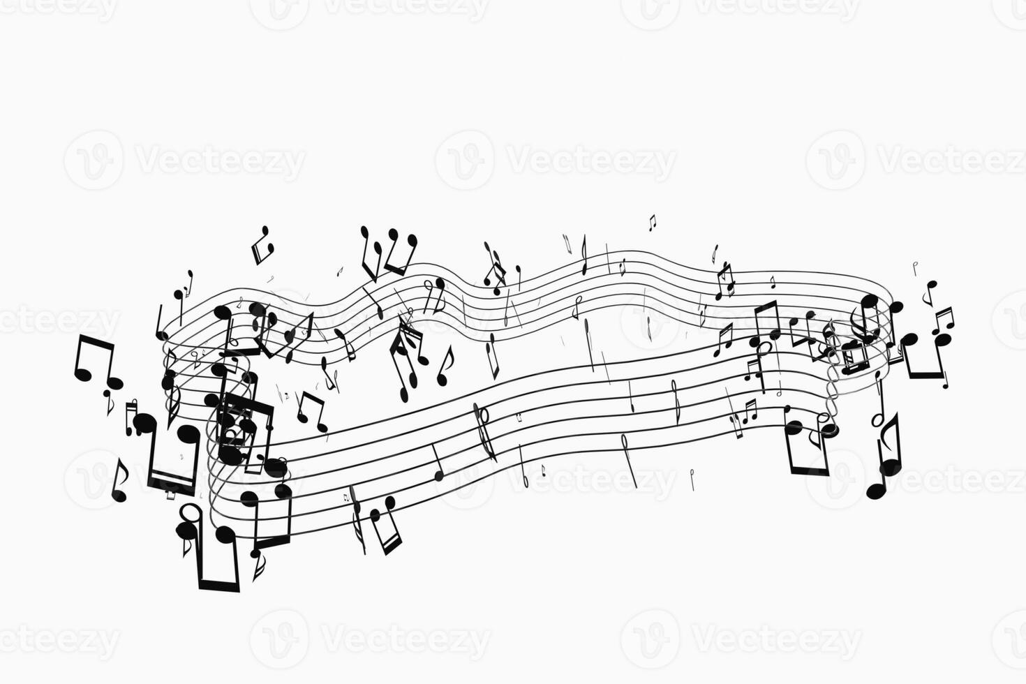 Black music notes with white background, 3d rendering. photo