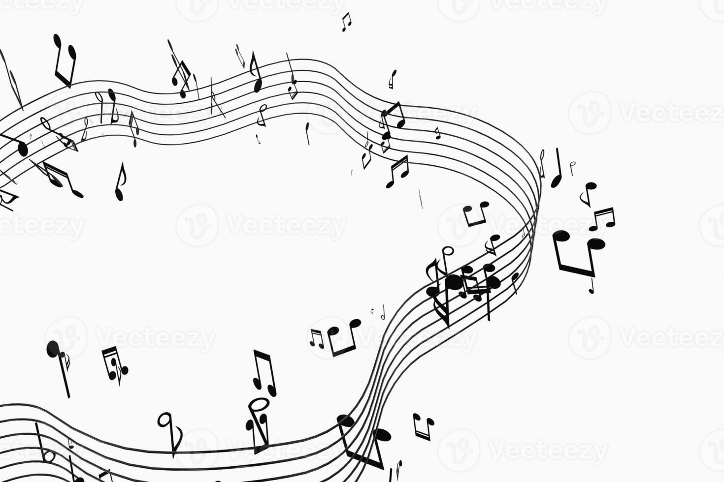 Black music notes with white background, 3d rendering. photo