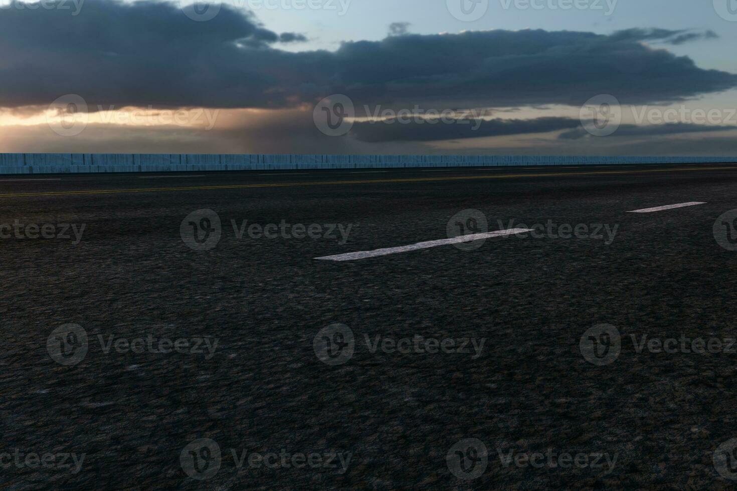 The empty Asphalt road and daylight sky and sunshine. photo