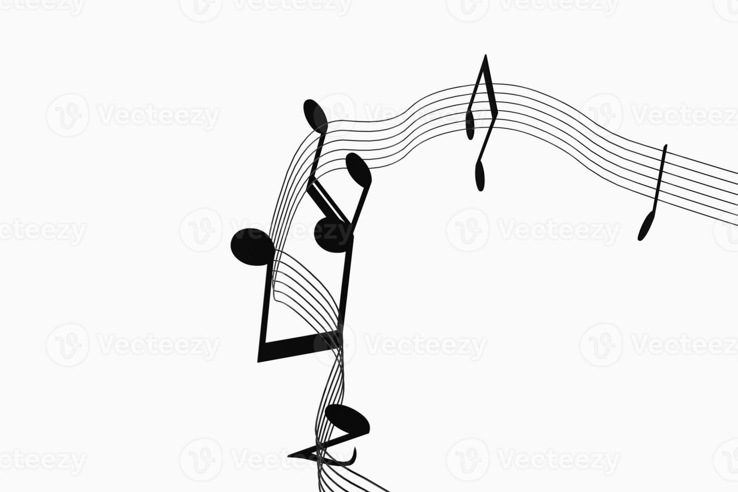 Black music notes with white background, 3d rendering. photo