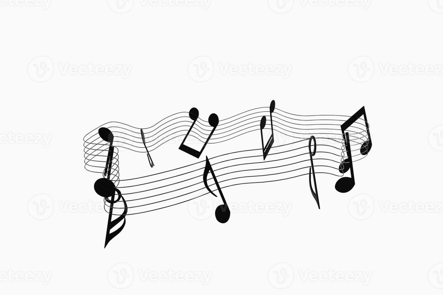 Black music notes with white background, 3d rendering. photo