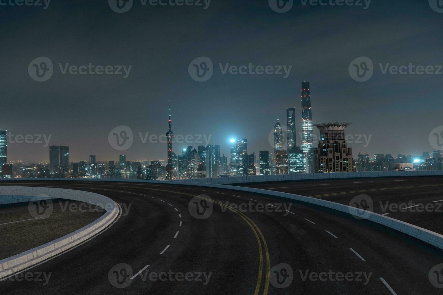 Asphalt road and urban building of Shanghai, driveway and road. photo