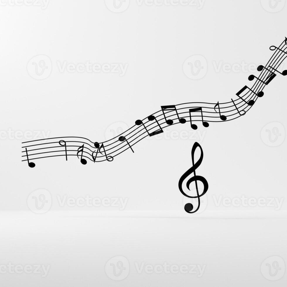 Black music notes with white background, 3d rendering. photo