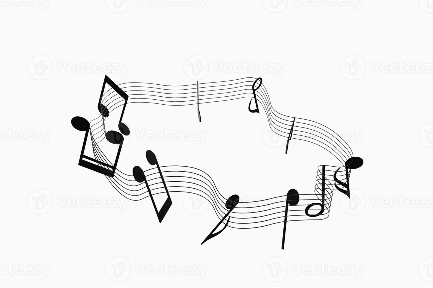 Black music notes with white background, 3d rendering. photo