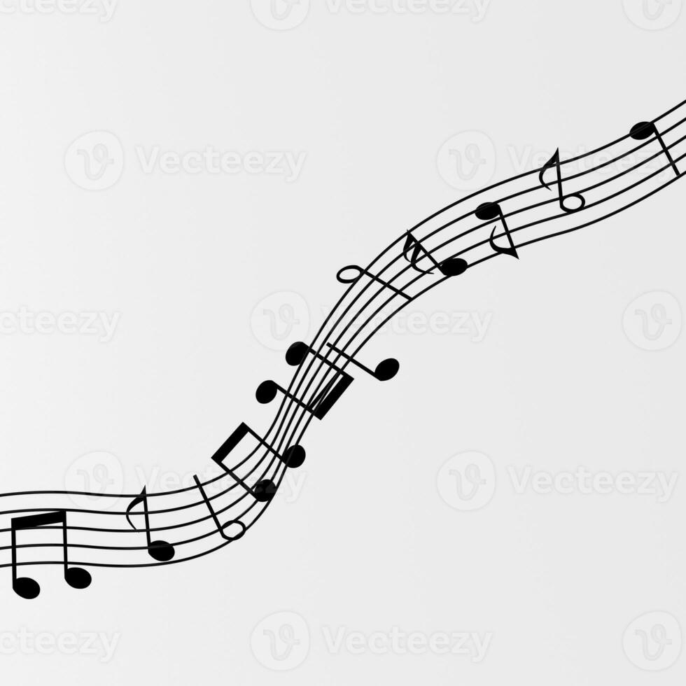 Black music notes with white background, 3d rendering. photo