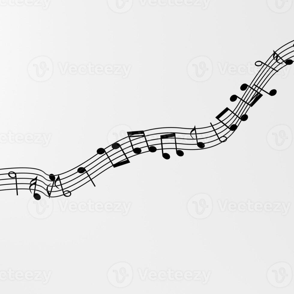 Black music notes with white background, 3d rendering. photo