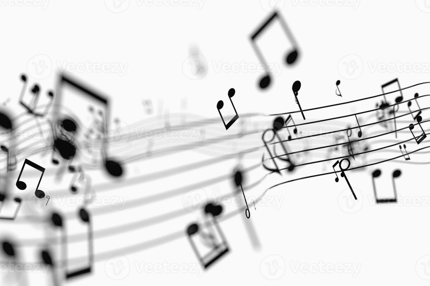 Black music notes with white background, 3d rendering. photo