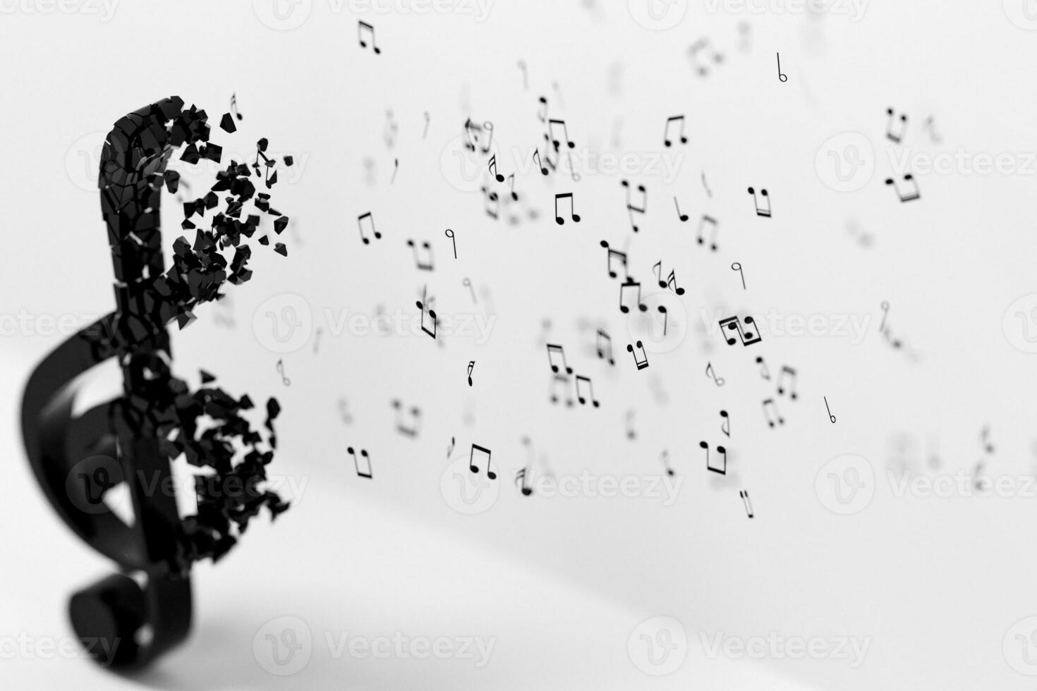 Black music notes with white background, 3d rendering. photo