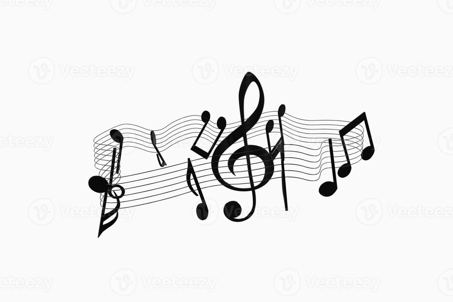 Black music notes with white background, 3d rendering. photo