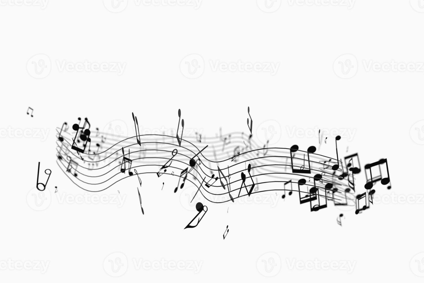 Black music notes with white background, 3d rendering. photo