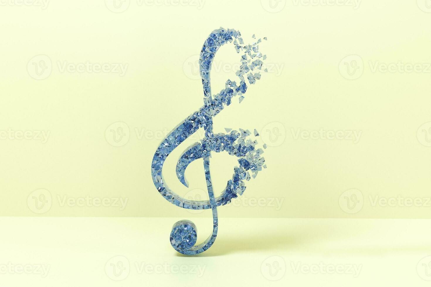 Blue music notes with yellow background, 3d rendering. photo