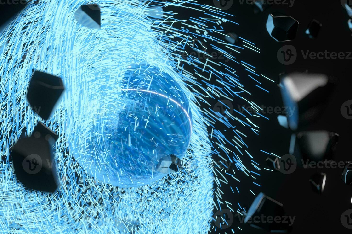 High speed vortex particles, 3d rendering. photo