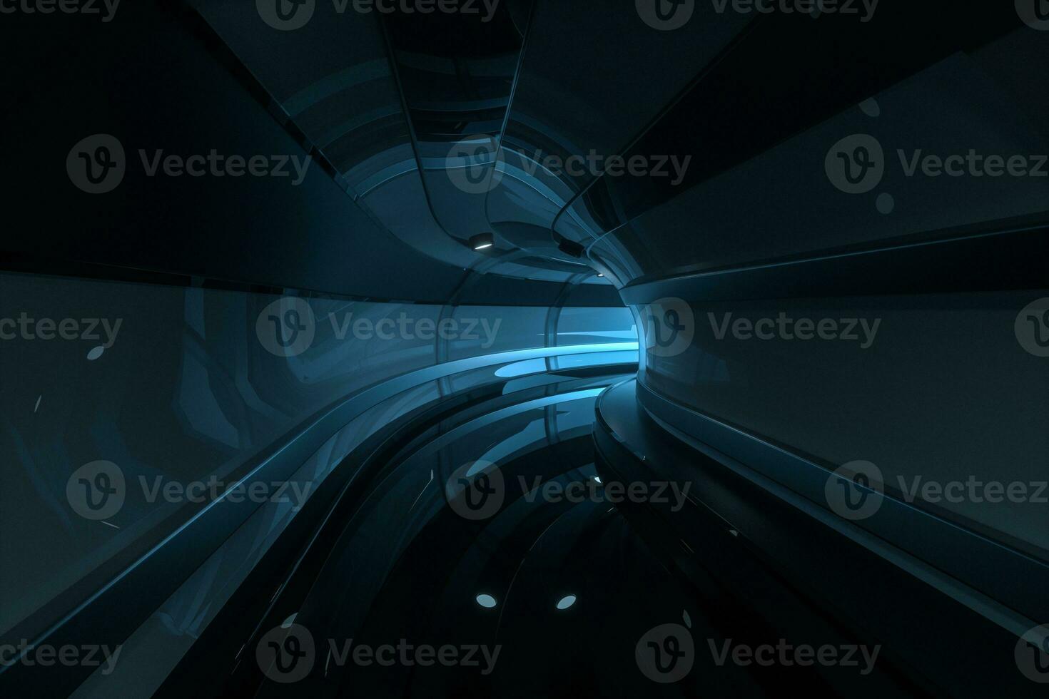 Dark tunnel with light at the end, 3d rendering. photo