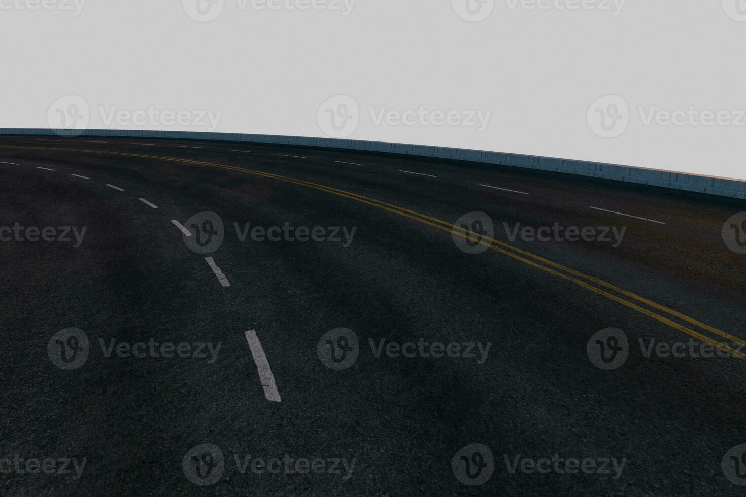 The empty asphalt road with white background, 3d rendering. photo