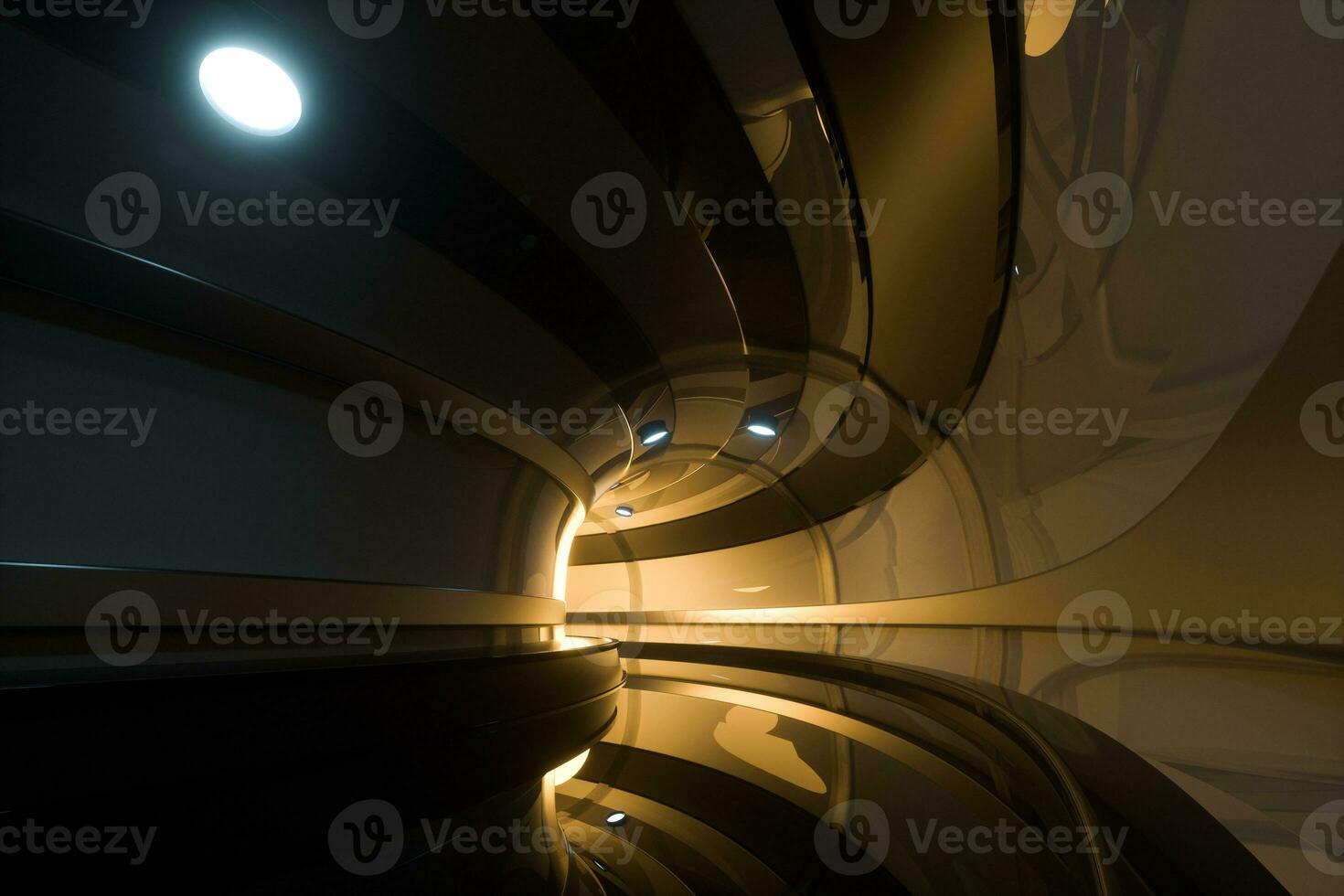 Dark tunnel with light at the end, 3d rendering. photo