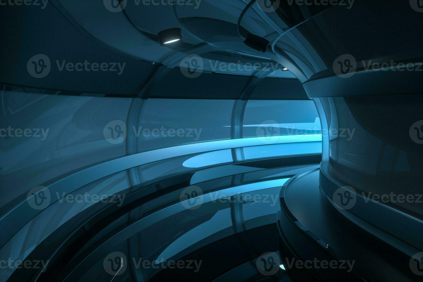 Dark tunnel with light at the end, 3d rendering. photo