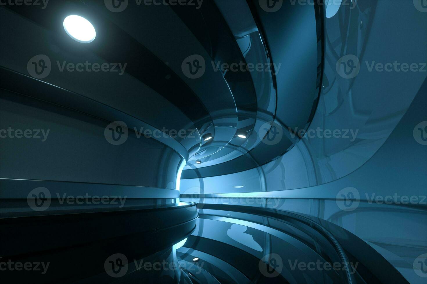 Dark tunnel with light at the end, 3d rendering. photo