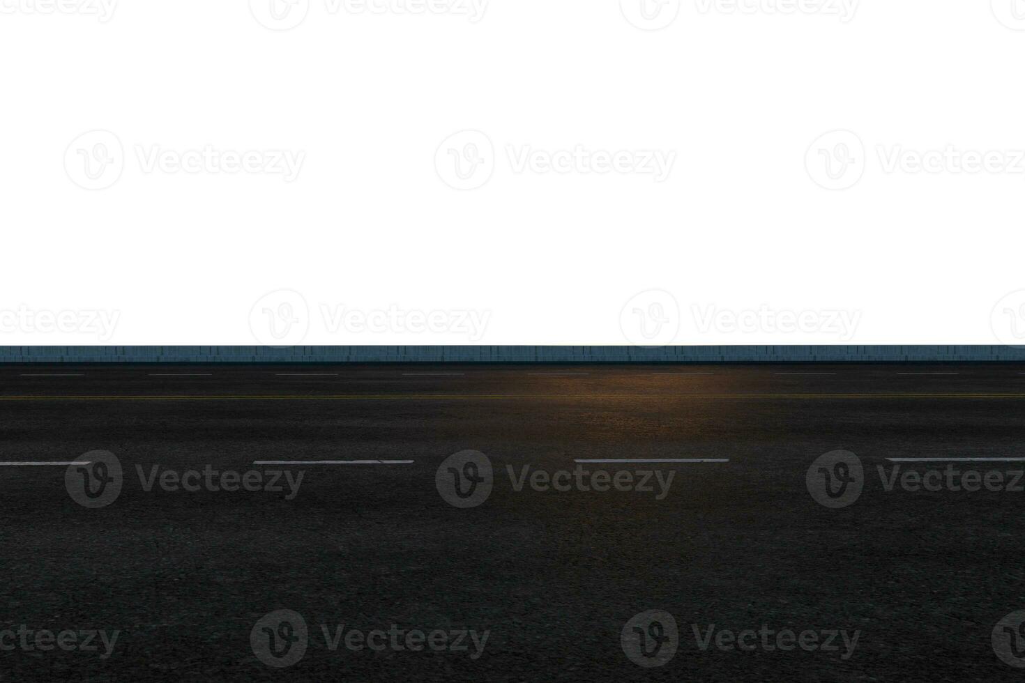 The empty asphalt road with white background, 3d rendering. photo