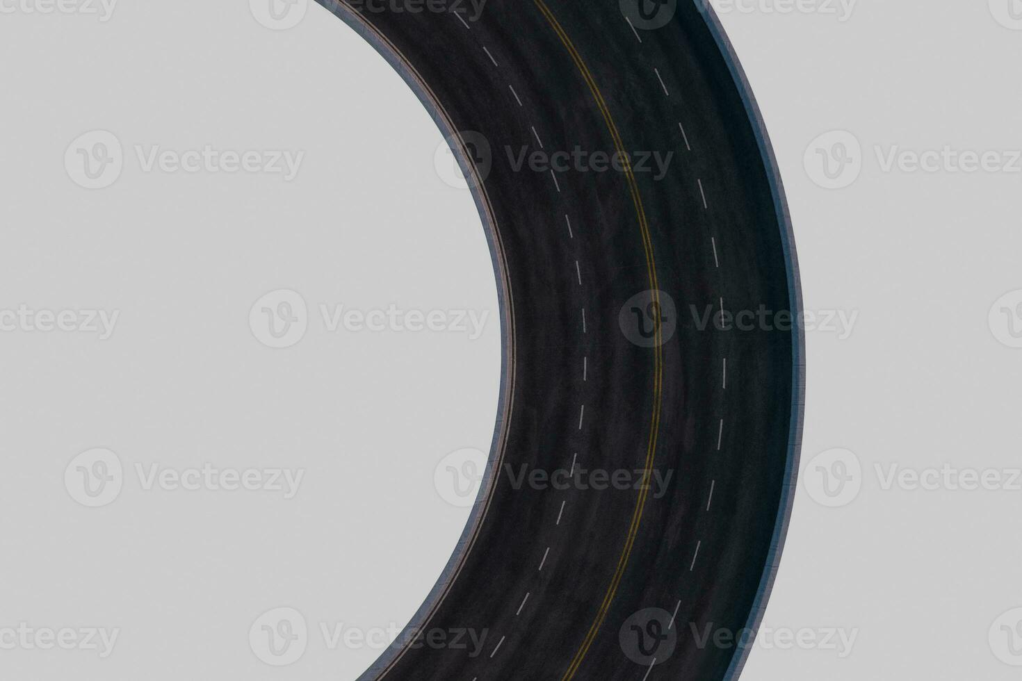 The empty asphalt road with white background, 3d rendering. photo