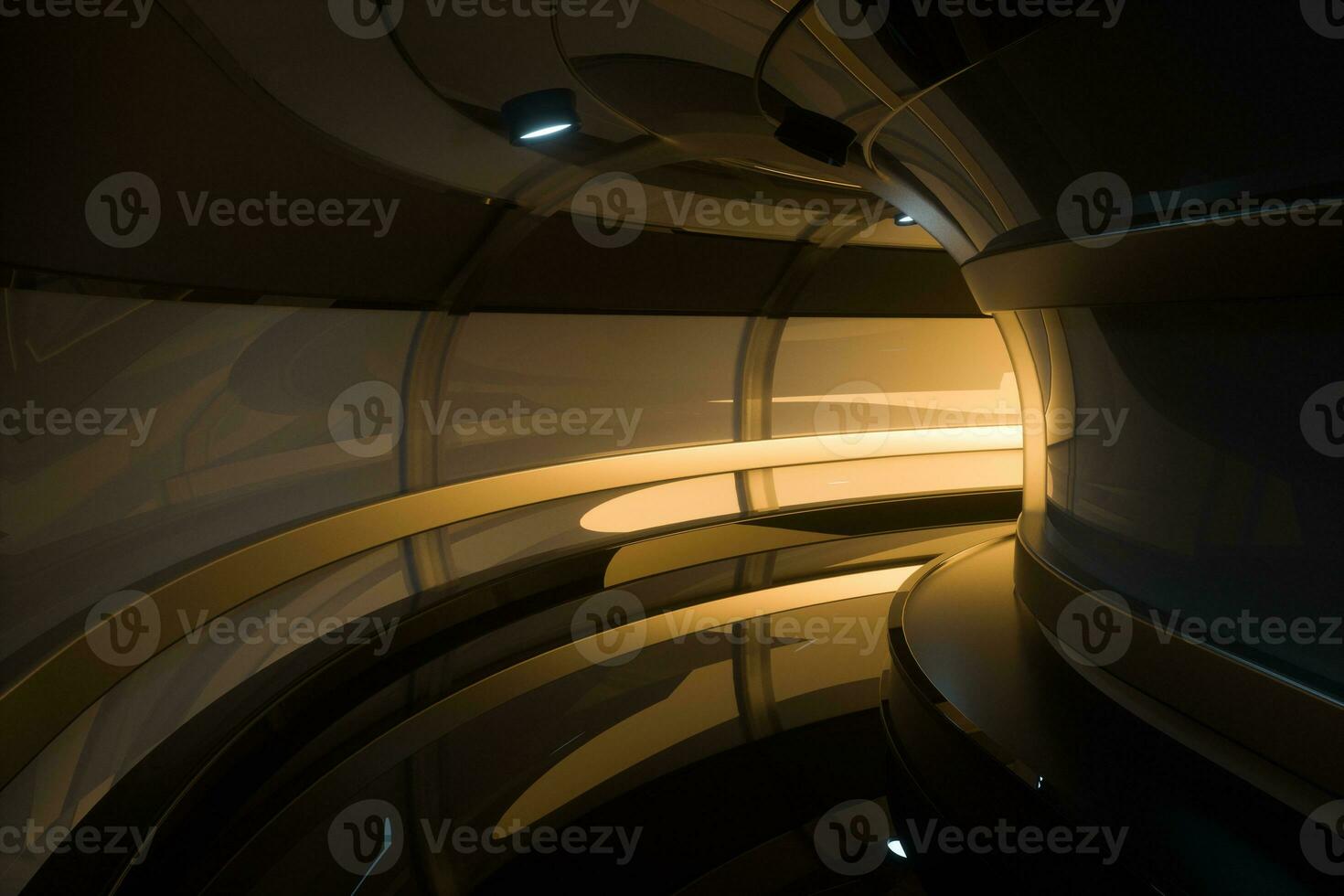 Dark tunnel with light at the end, 3d rendering. photo