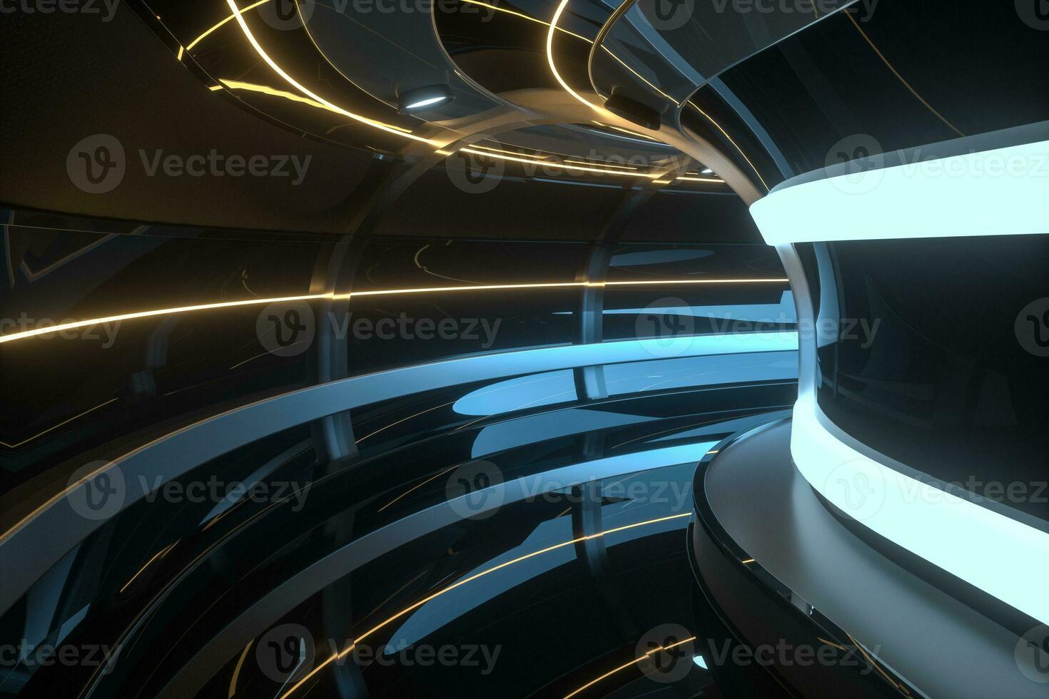 Dark tunnel with light at the end, 3d rendering. photo