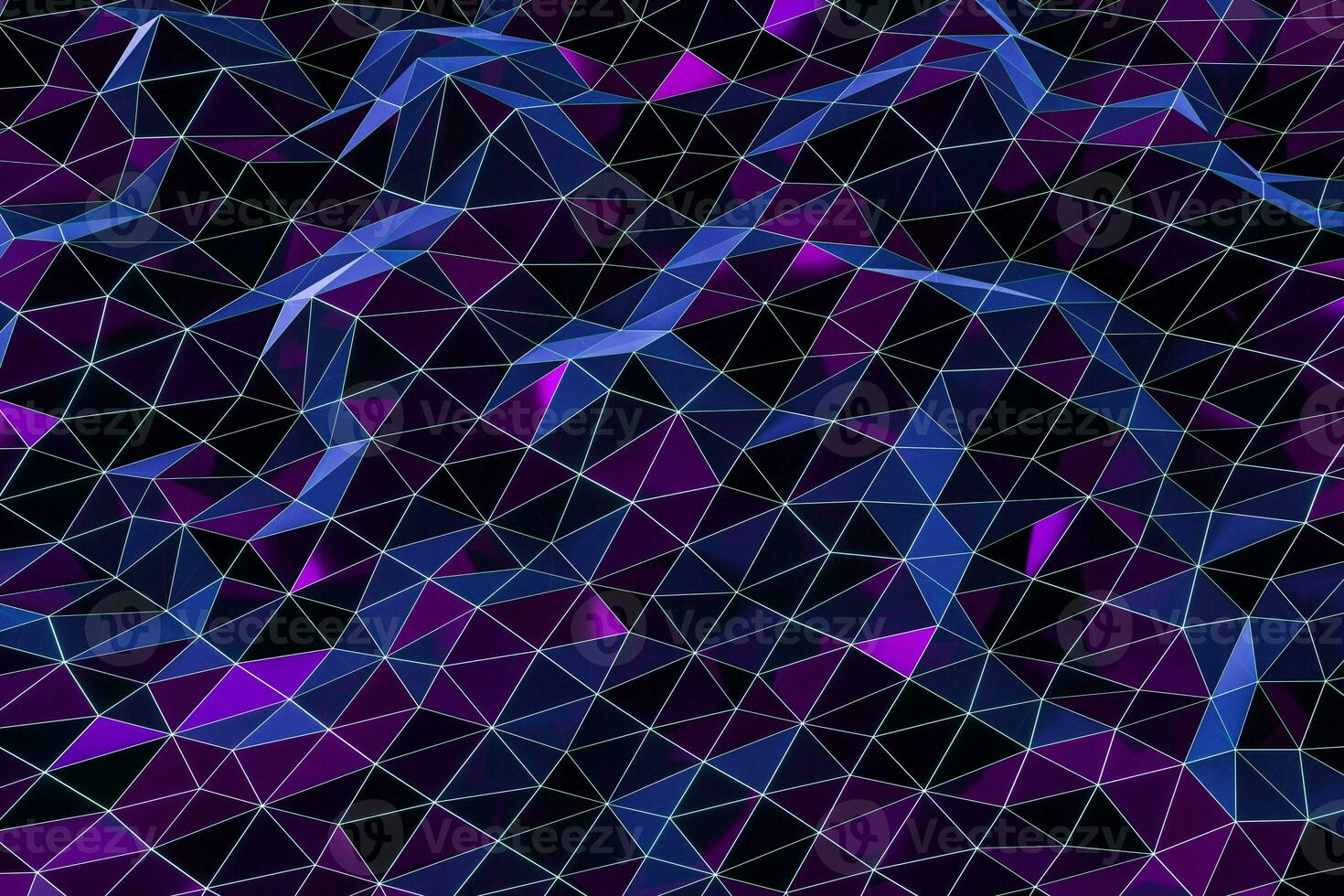 Triangle surface plane with structure lines, 3d rendering. photo