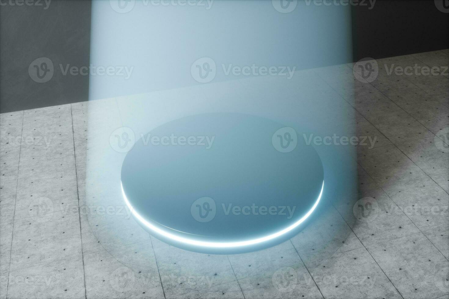 The dark room and the light beam from the top, 3d rendering. photo