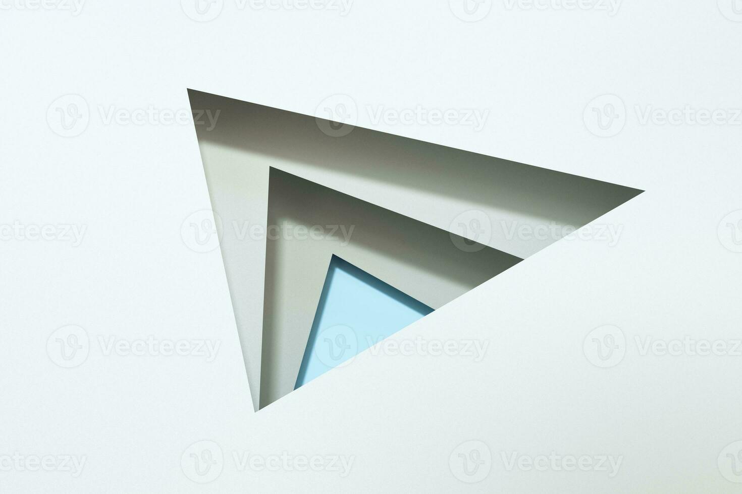 Blank and vortical paper cards with triangle shape, 3d rendering. photo