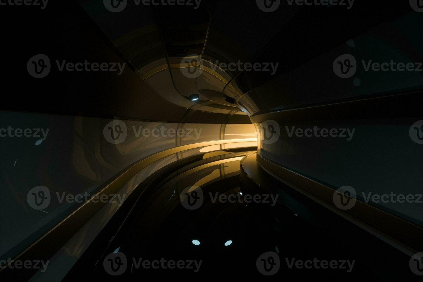 Dark tunnel with light at the end, 3d rendering. photo