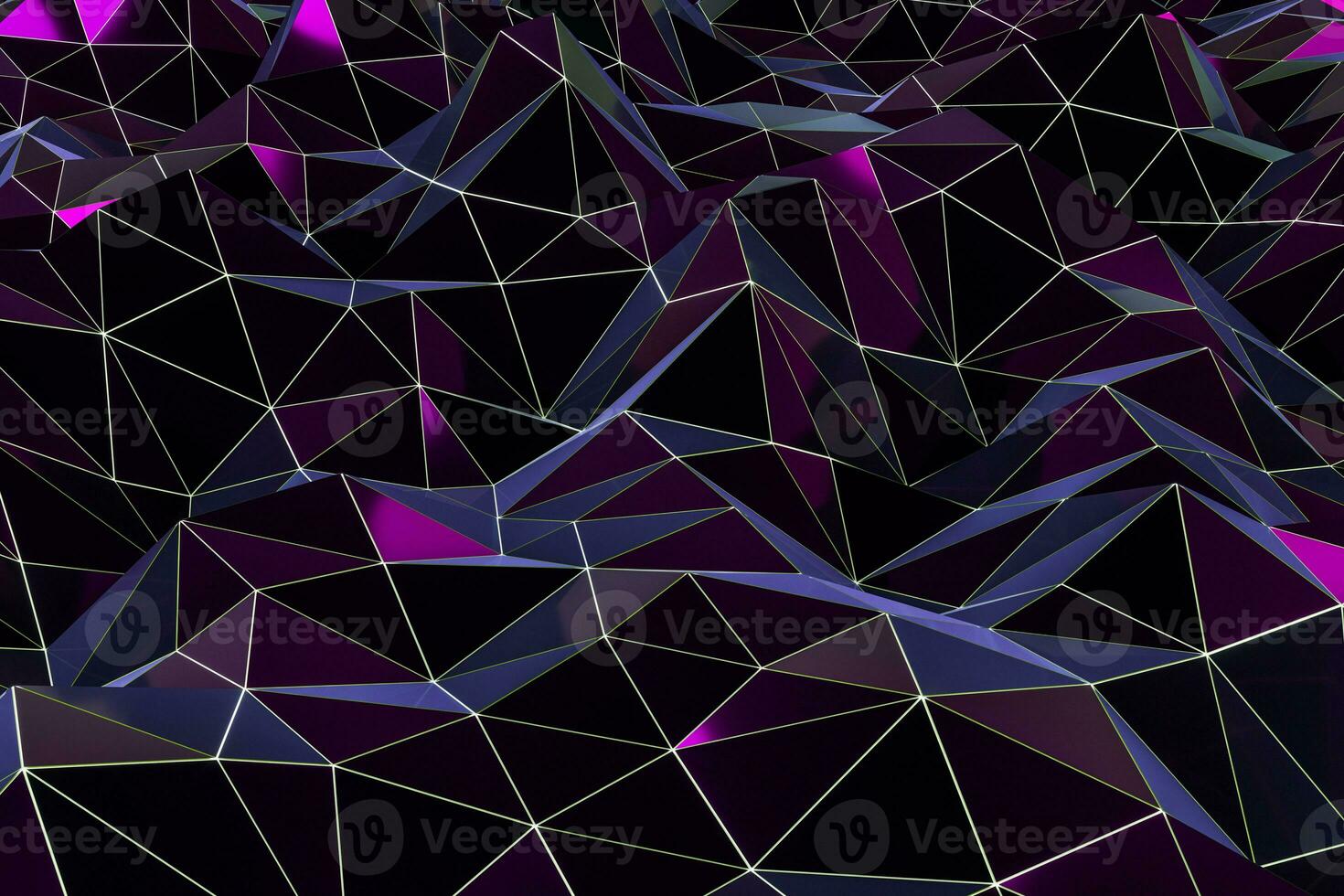 Triangle surface plane with structure lines, 3d rendering. photo