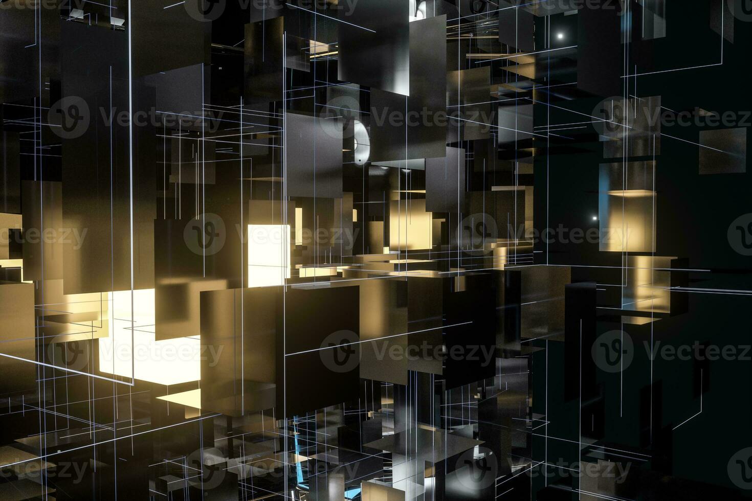 A three-dimensional space composed of square planes, 3d rendering. photo