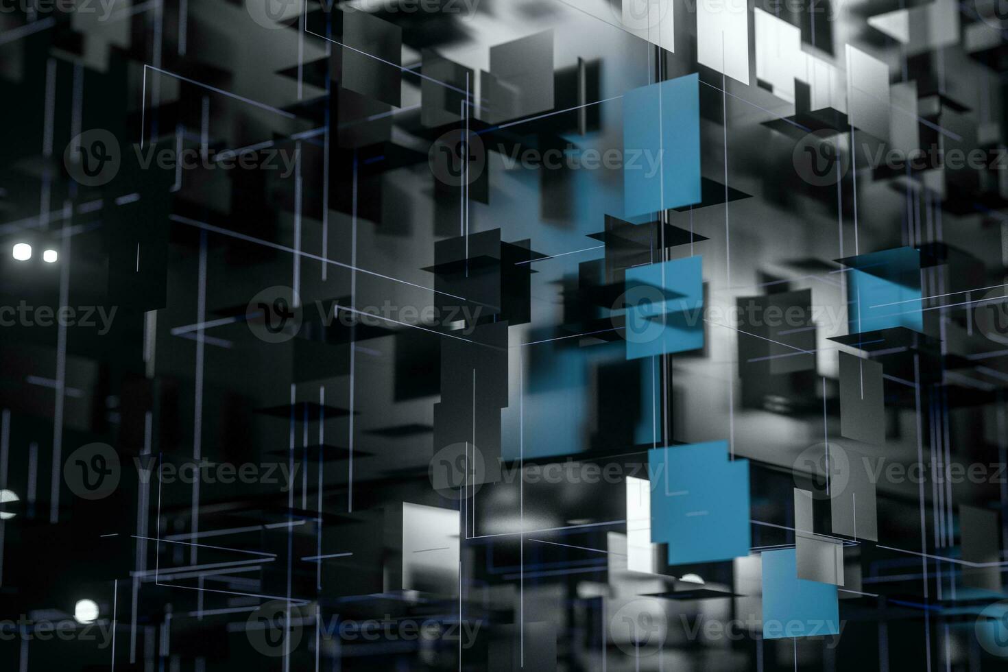 A three-dimensional space composed of square planes, 3d rendering. photo