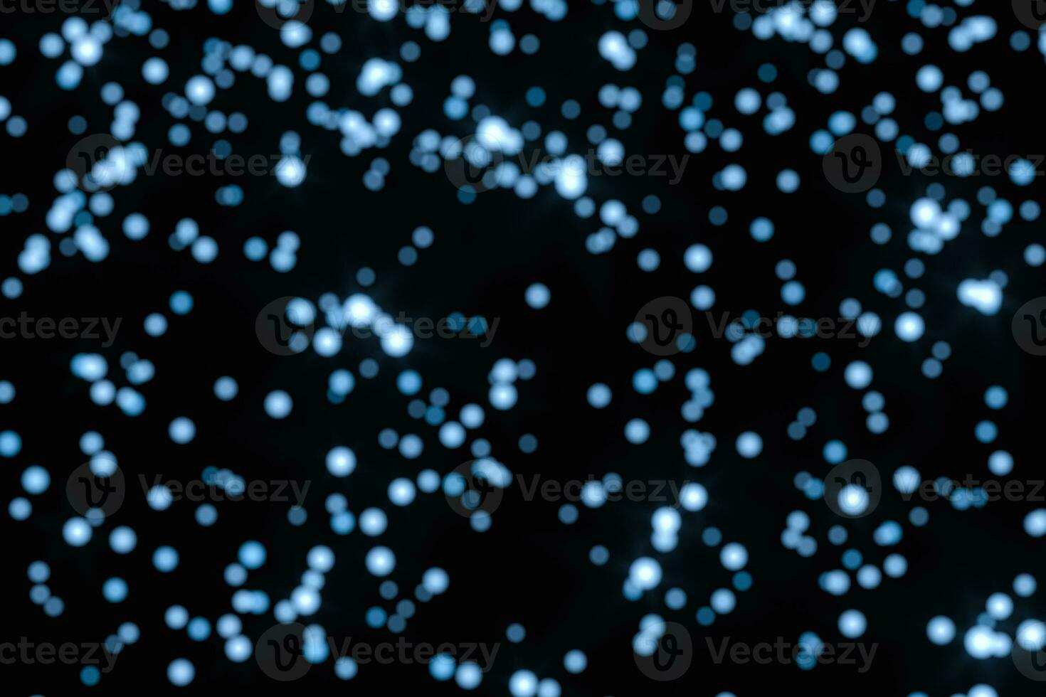 Floating specks of light on black background, 3d rendering. photo