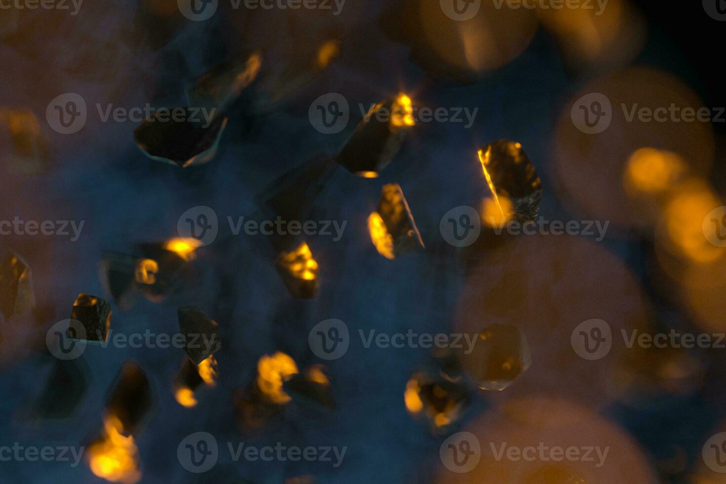 Broken gravels floating on black background, 3d rendering. photo