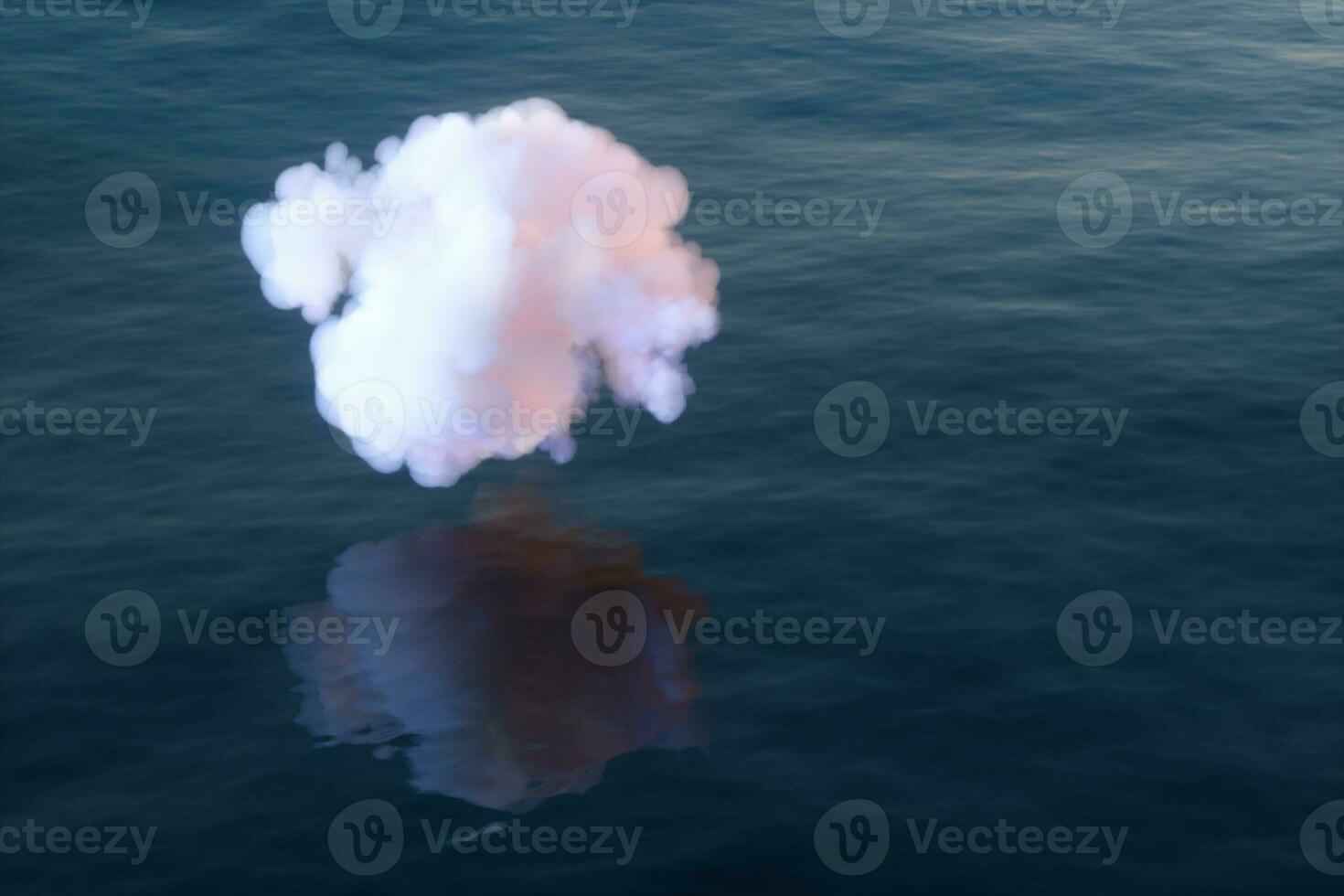 The lovely pink cloud on the ocean, 3d rendering. photo