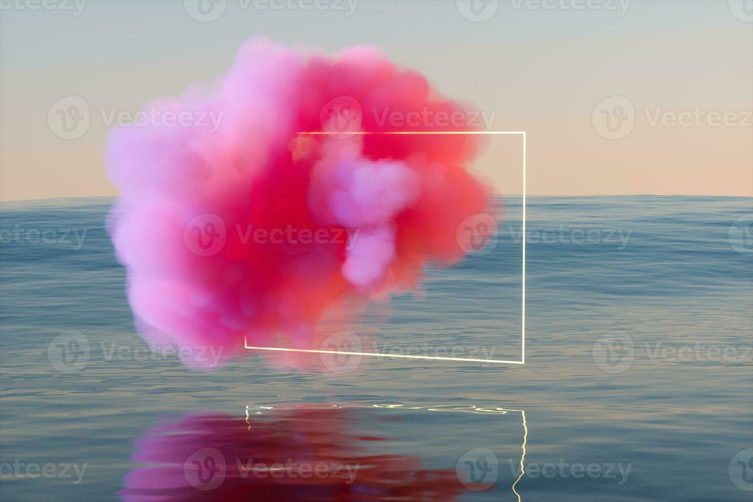 The lovely pink cloud on the ocean, 3d rendering. photo