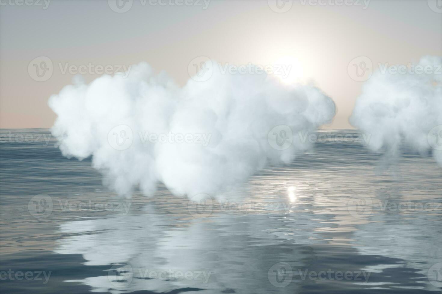 The lovely white cloud on the ocean, 3d rendering. photo