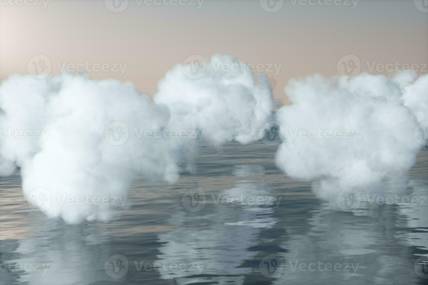The lovely white cloud on the ocean, 3d rendering. photo