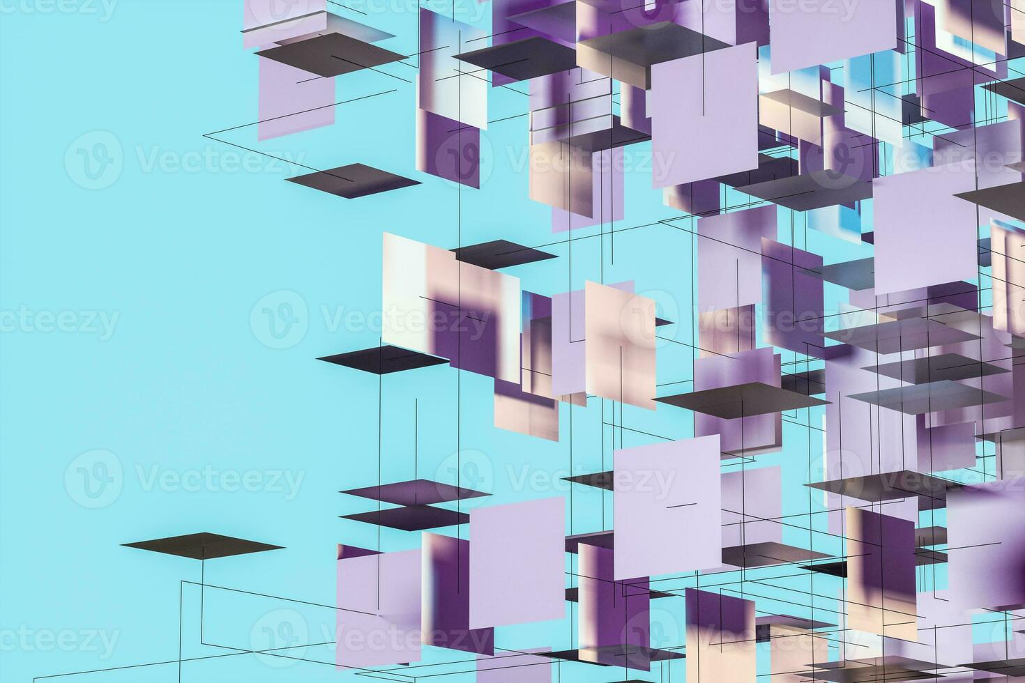 A three-dimensional space composed of square planes, 3d rendering. photo