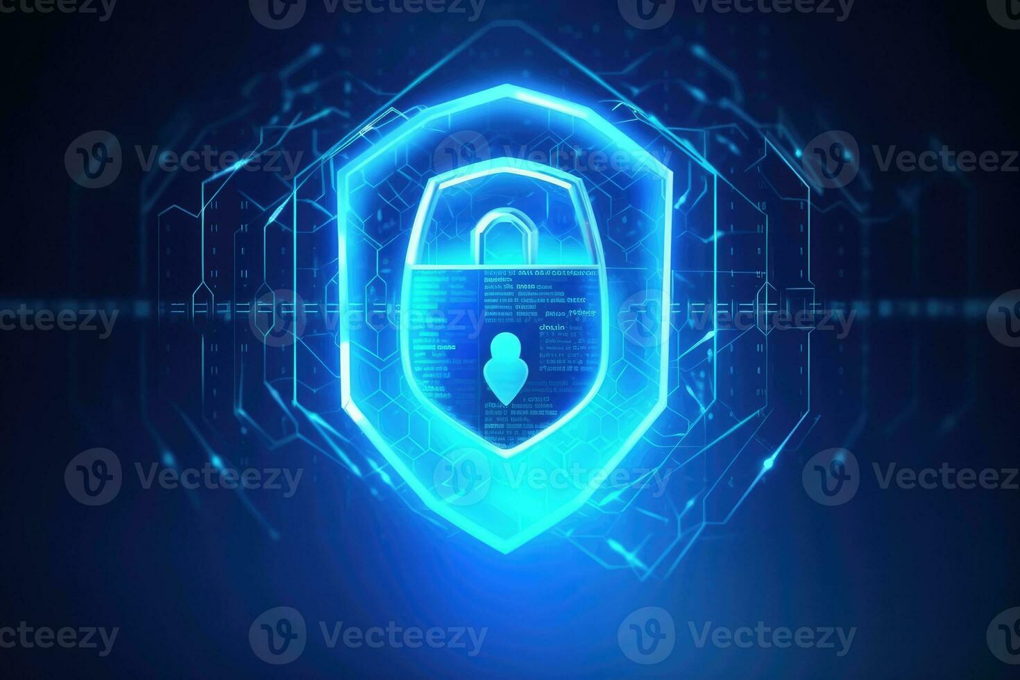 Cyber security concept with padlock on circuit board background photo