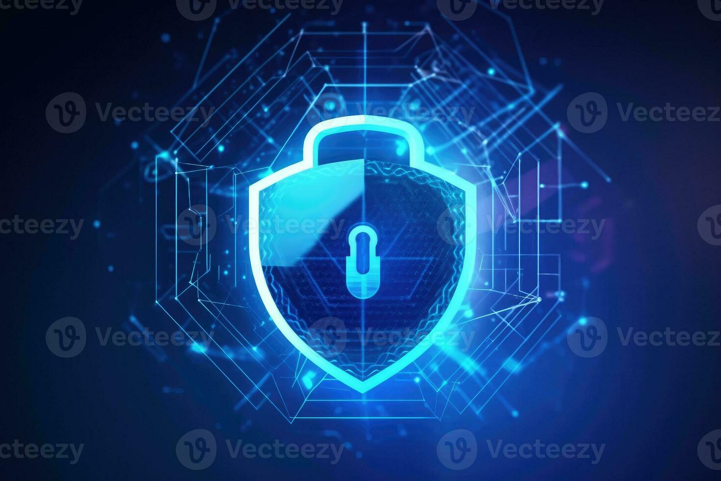 Cyber security concept with padlock on circuit board background photo