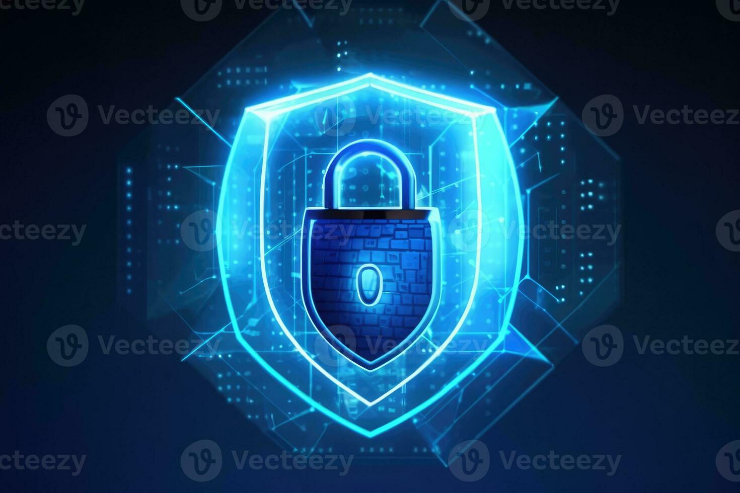 Cyber security concept with padlock on circuit board background photo