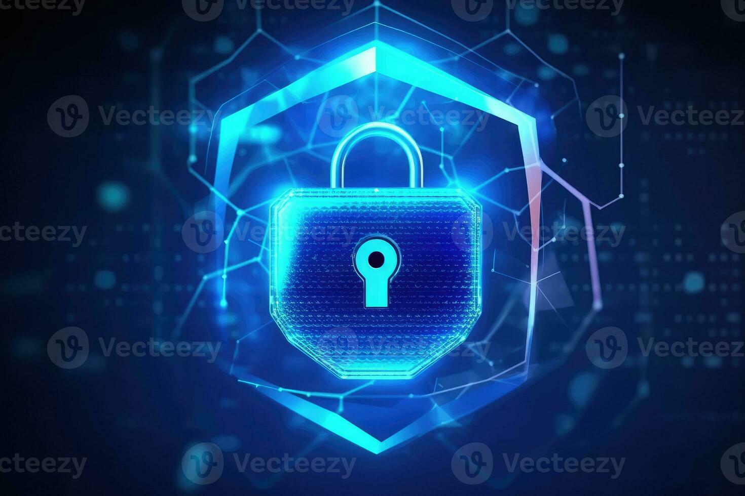 Cyber security concept with padlock on circuit board background photo