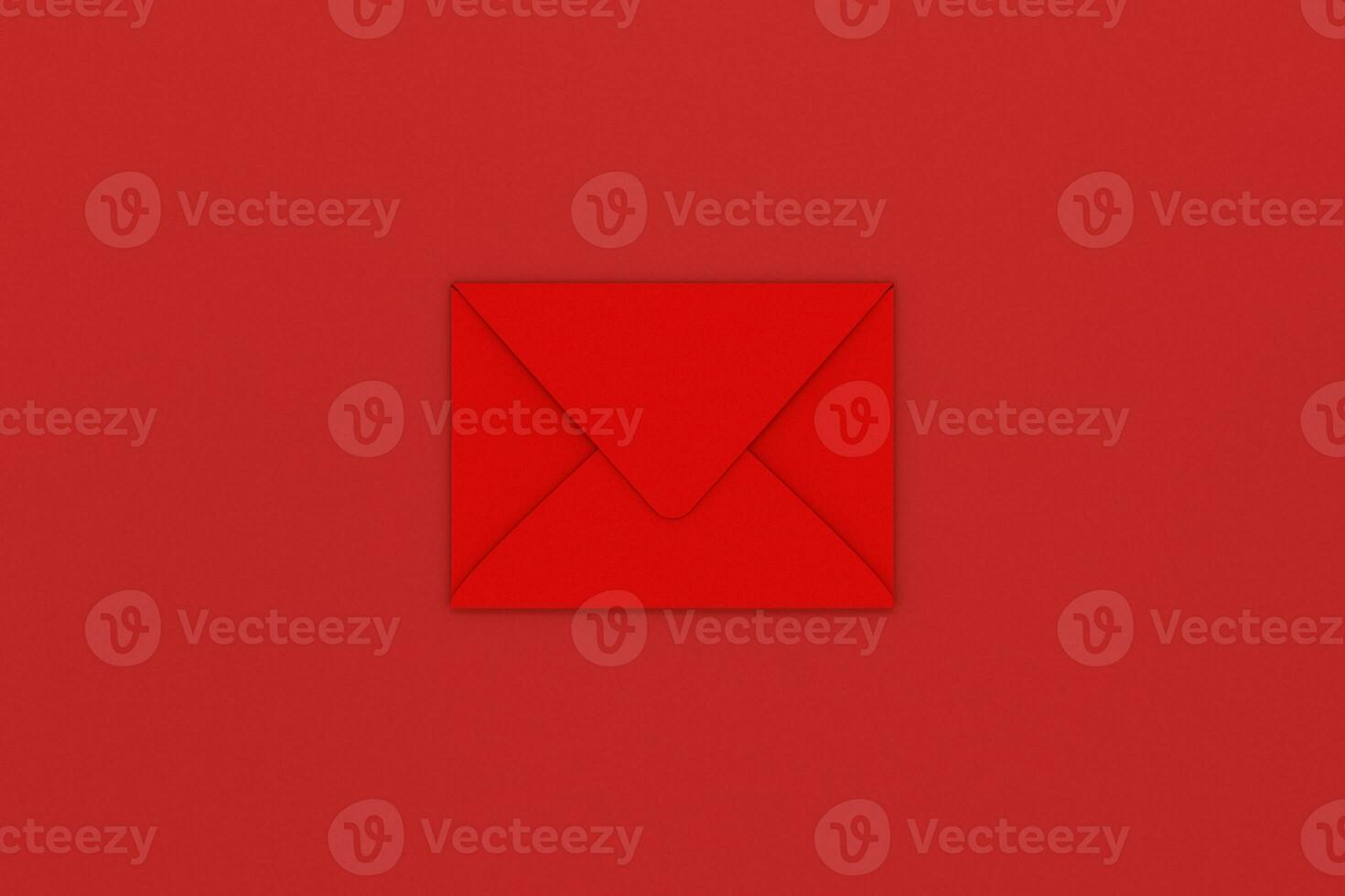 Red package with red background, festive theme, 3d rendering photo