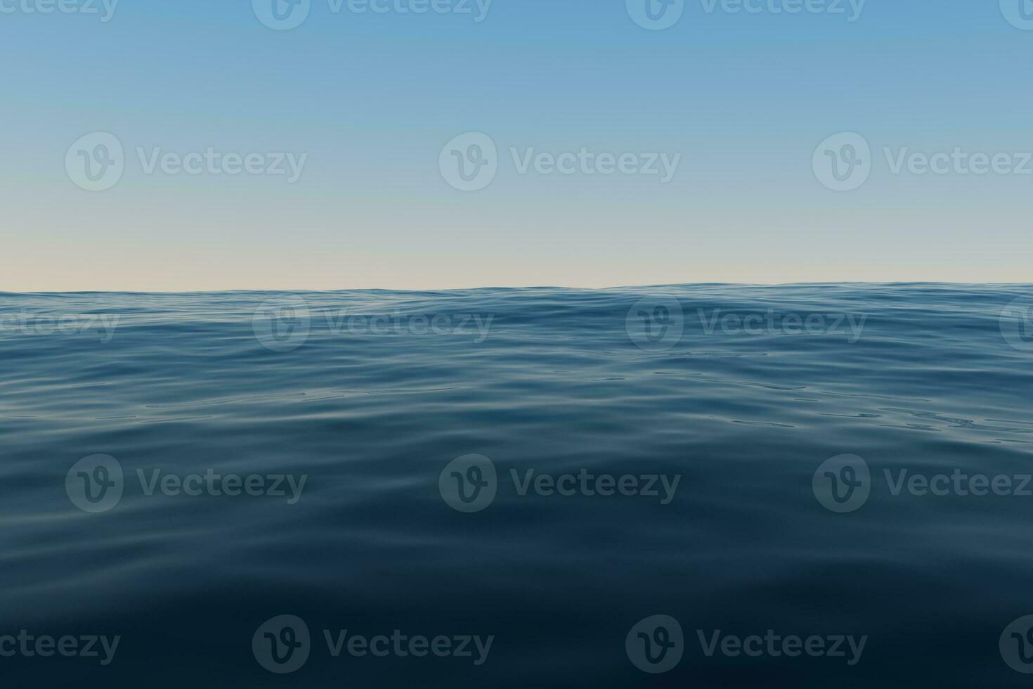 Clear blue ocean background, gradient water surface, 3d rendering. photo