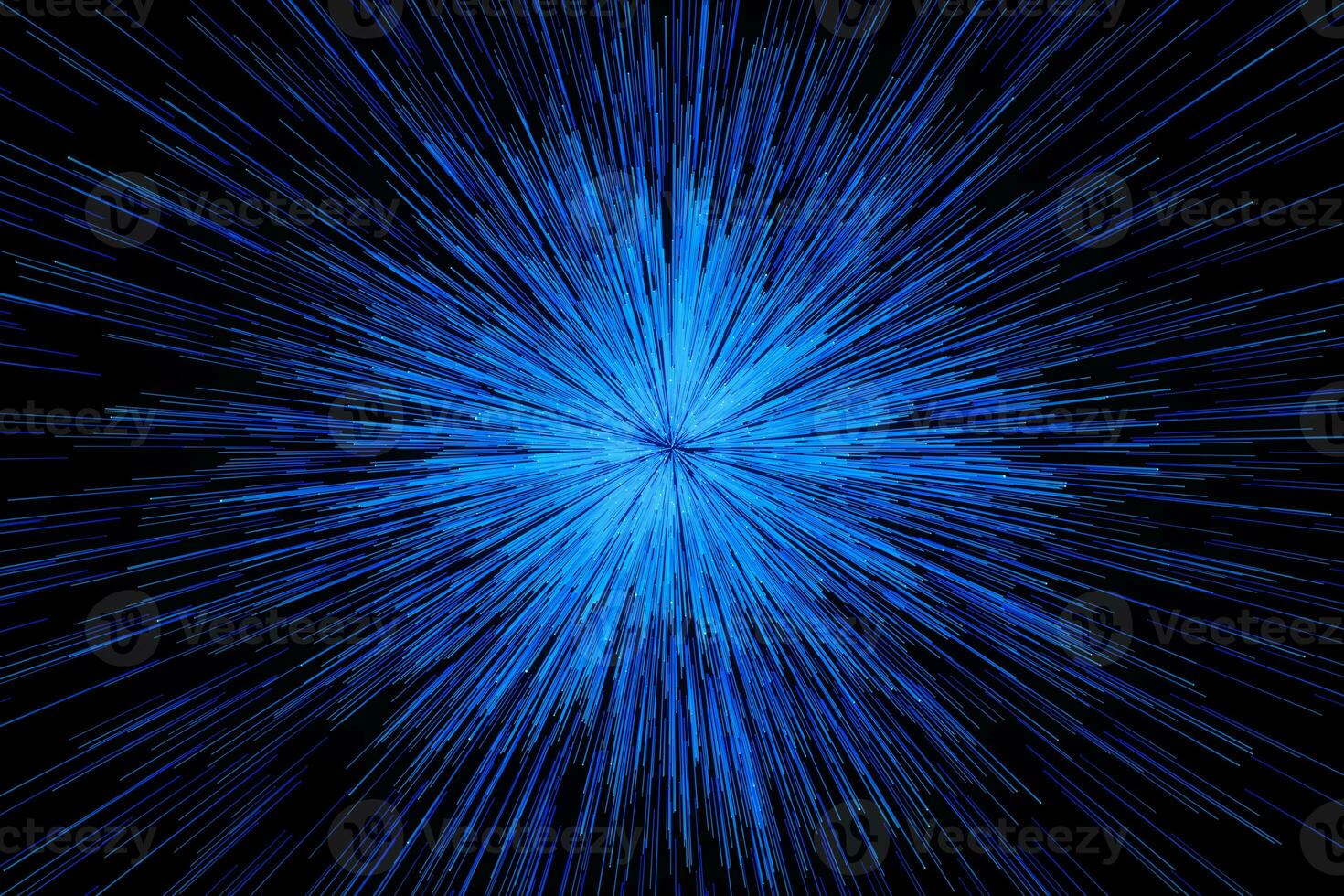 Blue glowing radial lines, magical lines, 3d rendering. photo