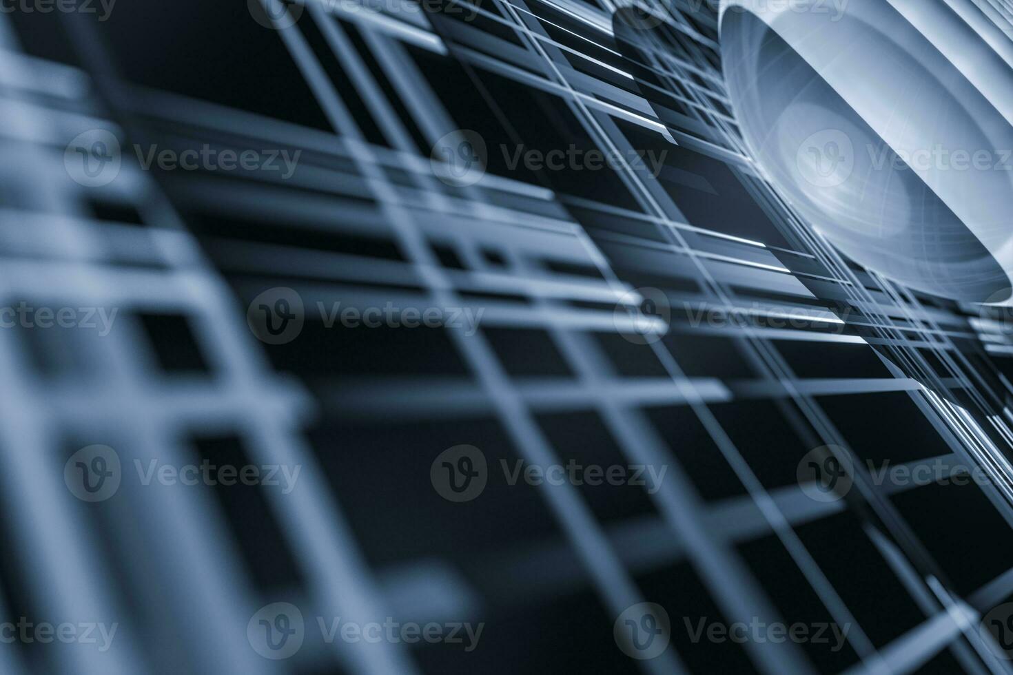 Blue cyber space with crossed glowing lines, 3d rendering. photo