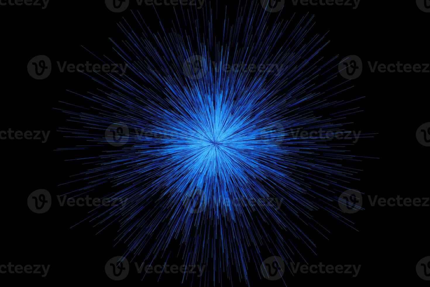 Blue glowing radial lines, magical lines, 3d rendering. photo