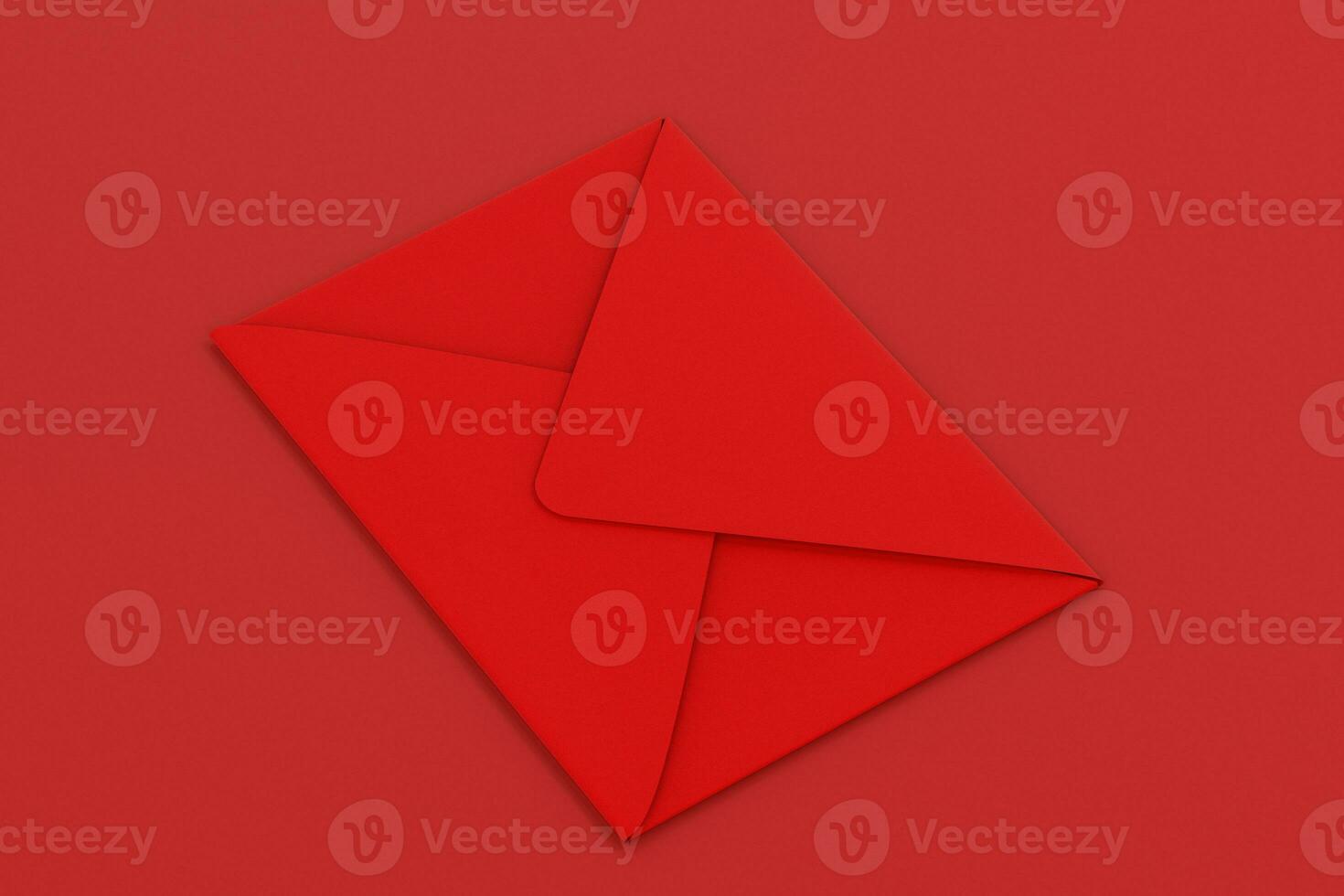 Red package with red background, festive theme, 3d rendering photo